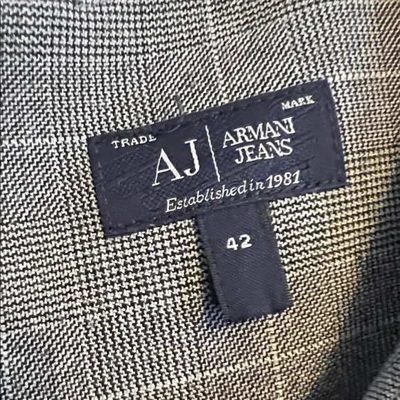 Armani Jeans Asymetrical Flap Dress Plaid Gray Black White size 6 - Picture 2 of 9